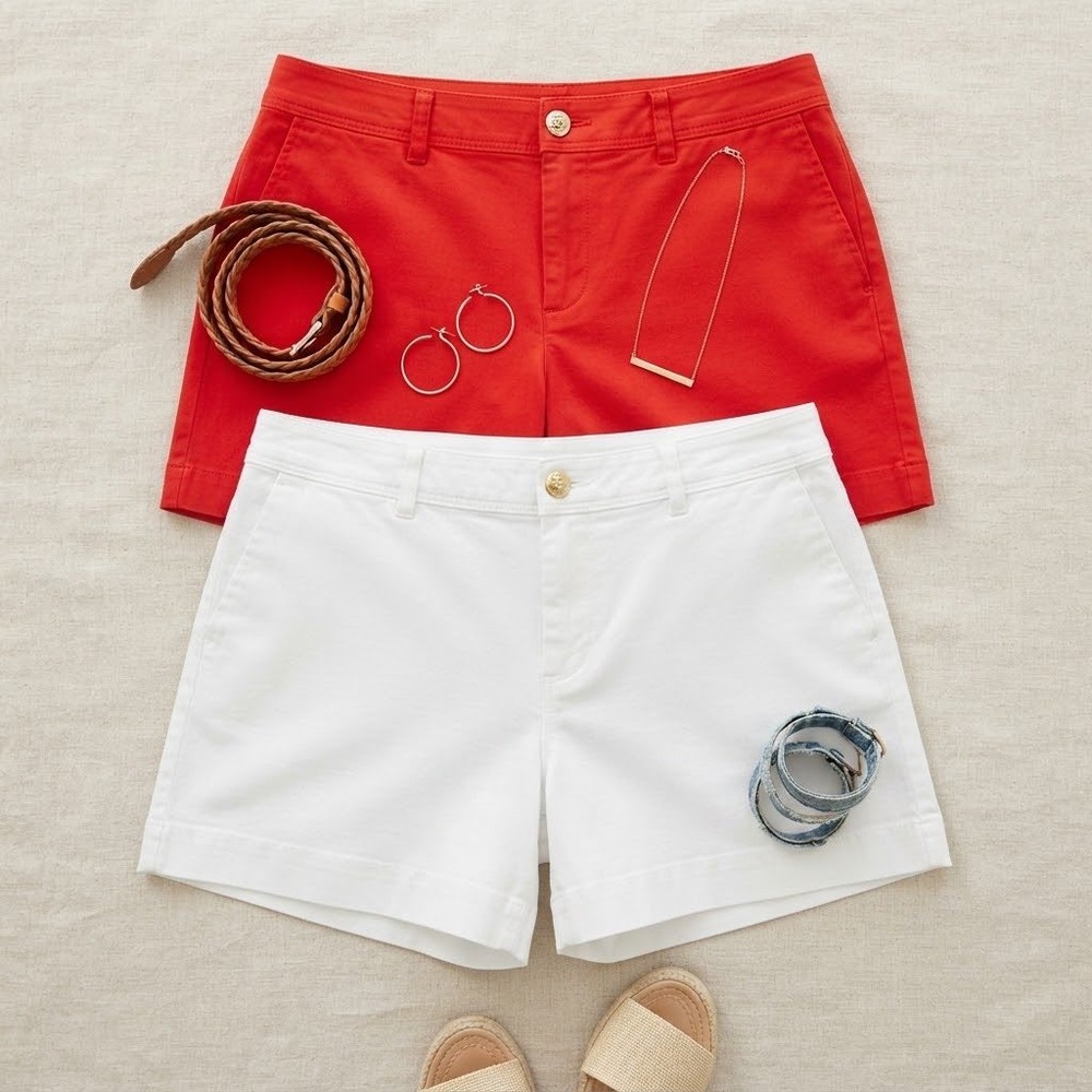 Lauren Ralph Lauren Shorts Women 16 Red White Chino Bundle Preppy Nautical